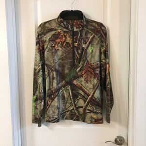 Huntworth Camo 3/4 Zip Lightweight Stretch Long Sleeve Shirt Size M